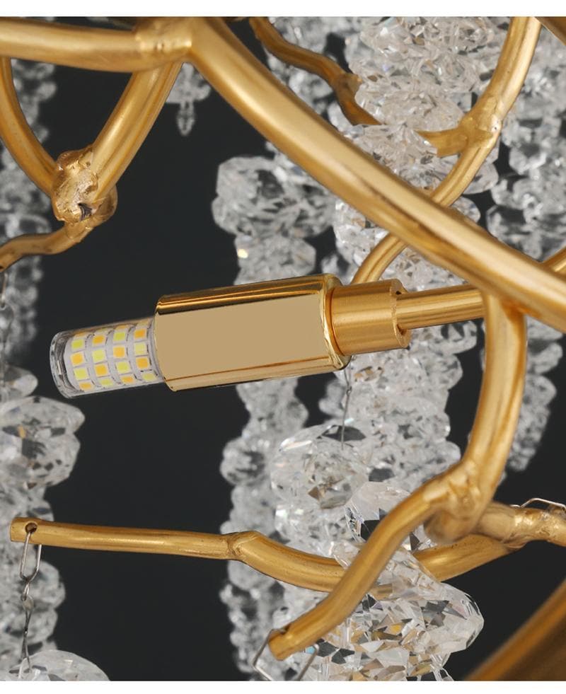 Branch Luxury Long Snowflake Crystal Chandelier Gold