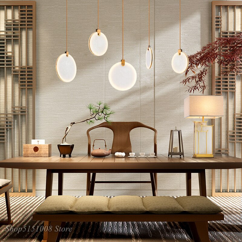 Aria Moon Shade Lorry Natural Marble Pendant Light