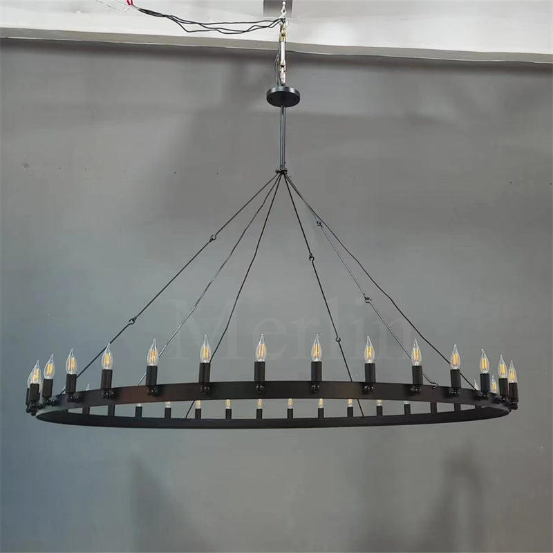 Dania Series Luxury Vintage Filament Round Chandelier, Classic Chandelier Lighting Fixture