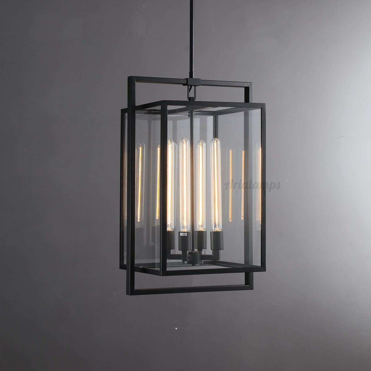 Becker Glass Lantern Modern Pendant Light 26" 34"