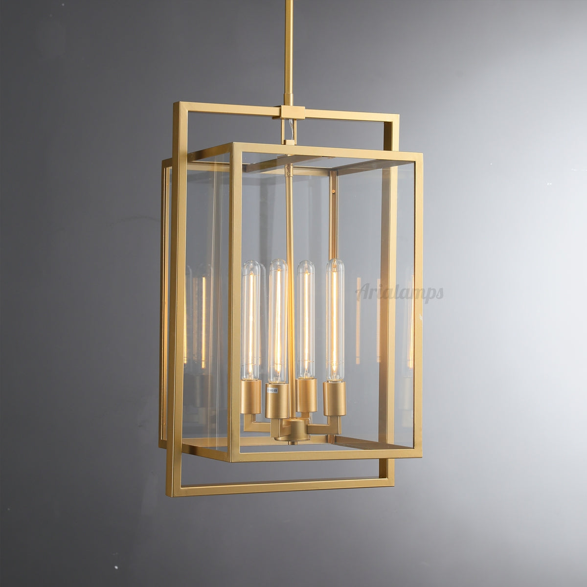 Becker Glass Lantern Modern Pendant Light 26" 34"