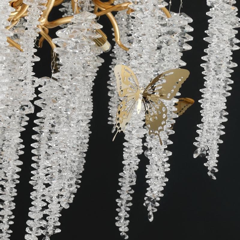 Branch Luxury Long Snowflake Crystal Chandelier Gold