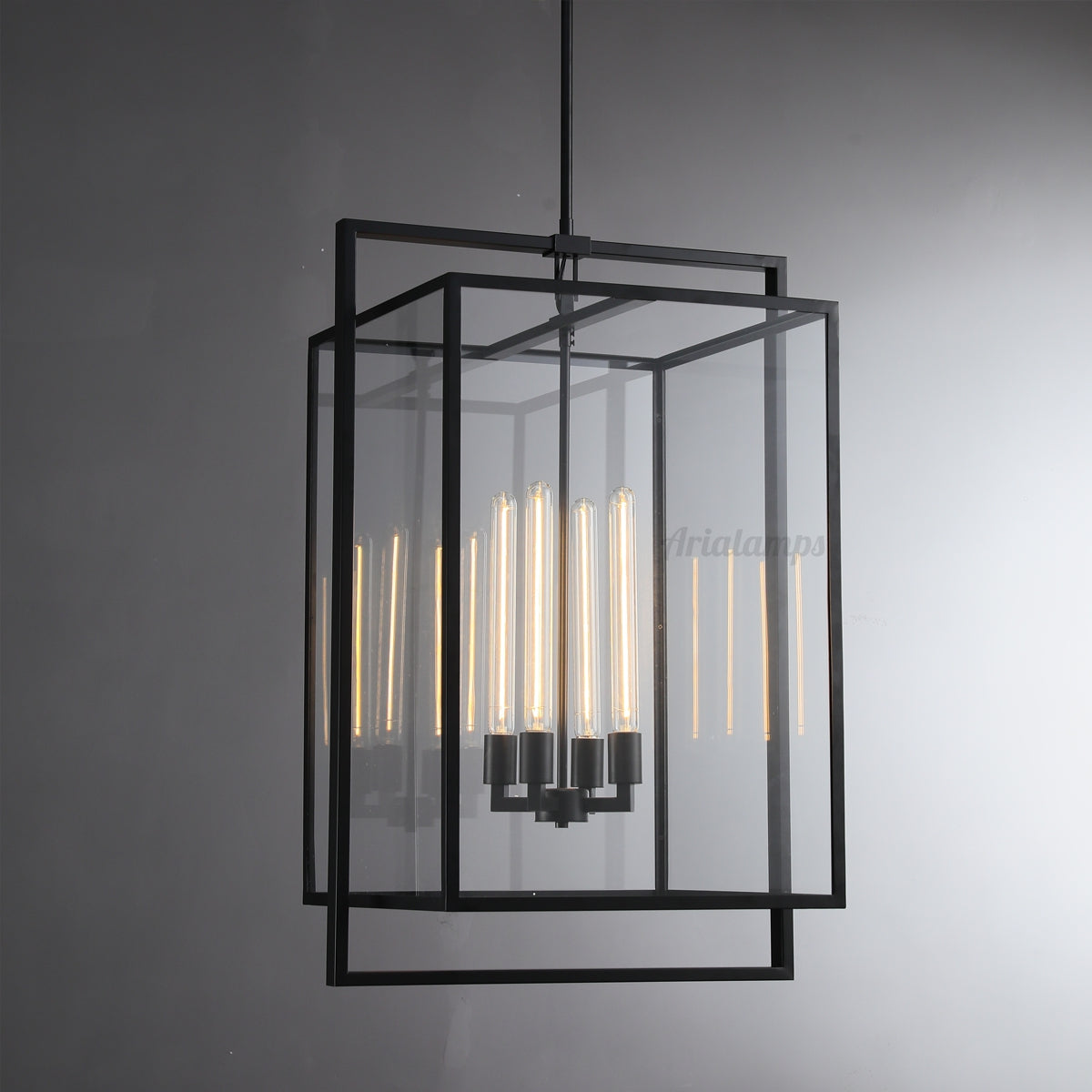 Becker Glass Lantern Modern Pendant Light 26" 34"