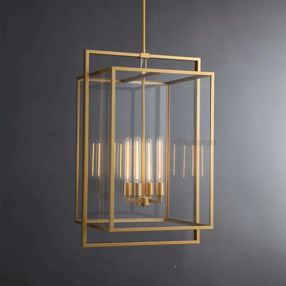 Becker Glass Lantern Modern Pendant Light 26" 34"