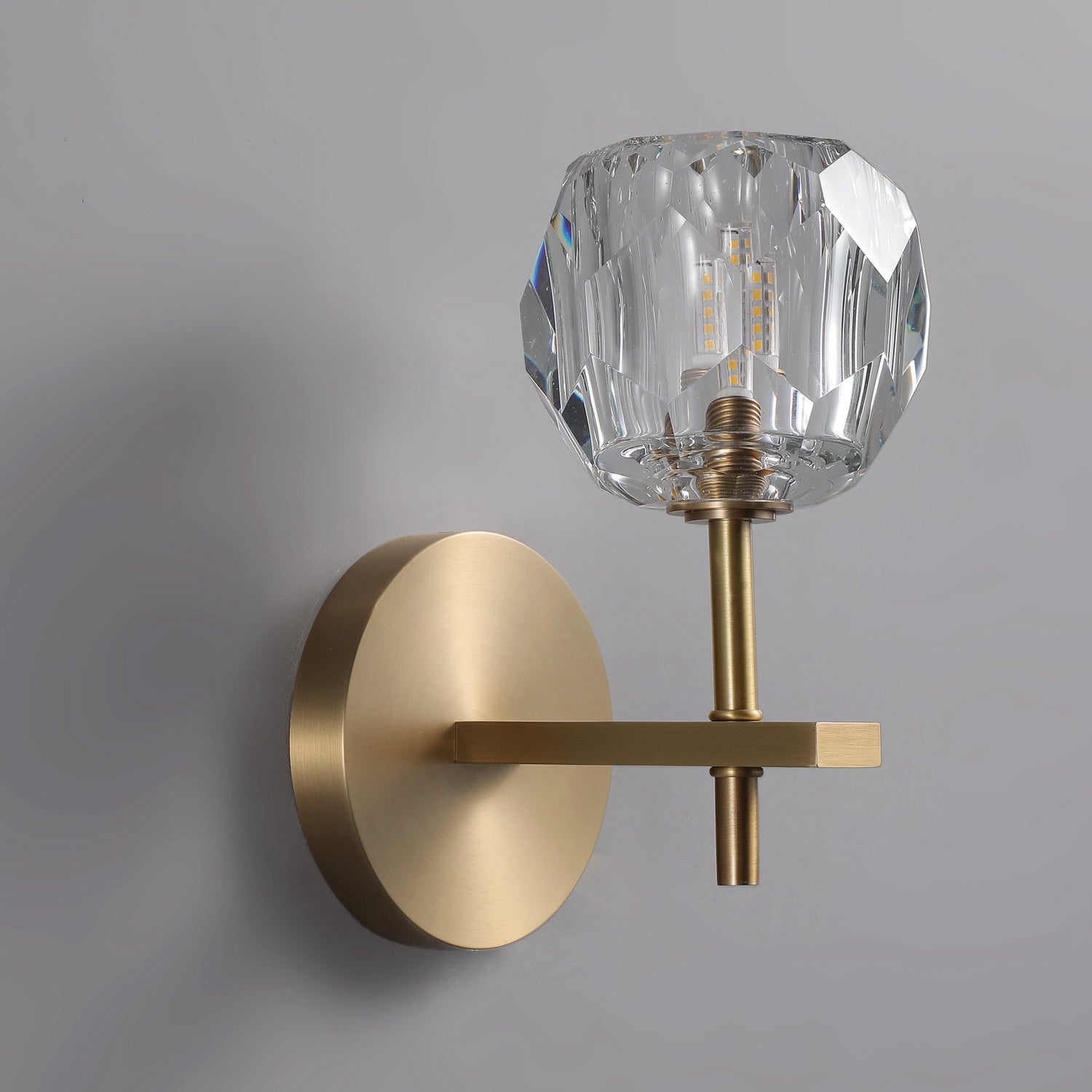 Bille De Clear Crystal Ball Wall Sconce 9"H