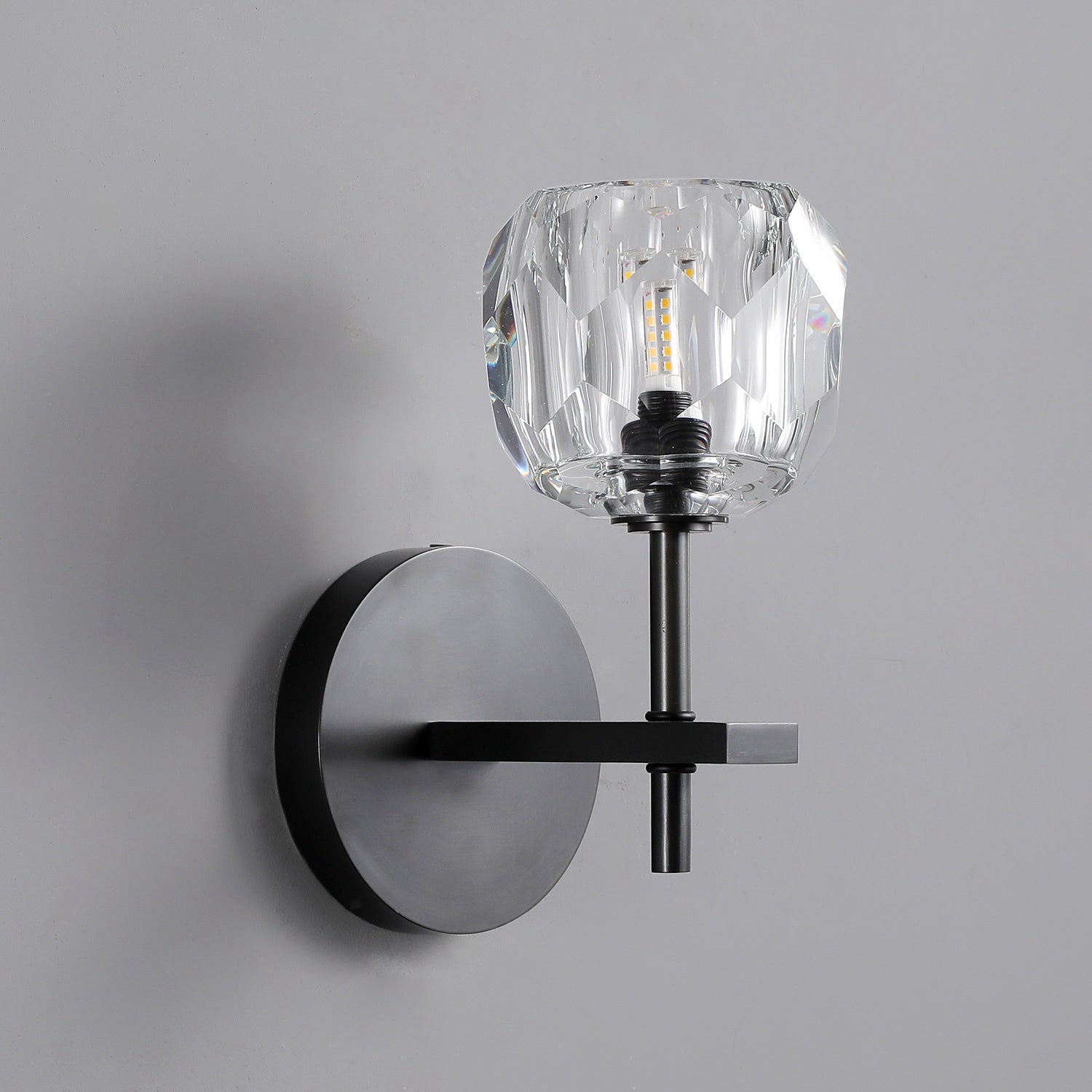 Bille De Clear Crystal Ball Wall Sconce 9"H