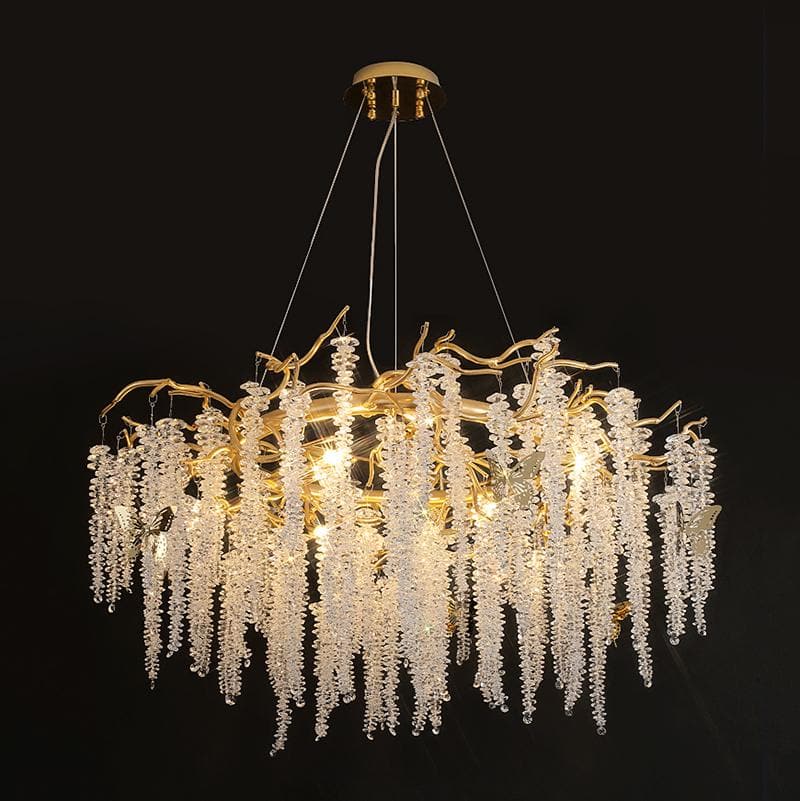 Branch Luxury Long Snowflake Crystal Chandelier Gold
