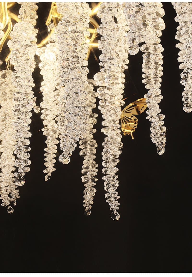 Branch Luxury Long Snowflake Crystal Chandelier Gold