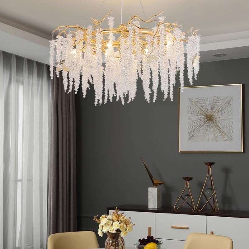 Branch Luxury Long Snowflake Crystal Chandelier Gold