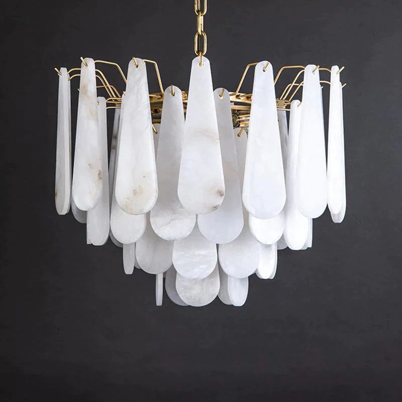 Aria Alabaster Feathery Chandelier