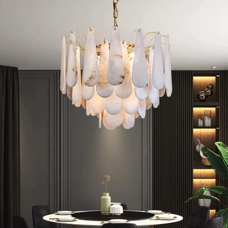 Aria Alabaster Feathery Chandelier
