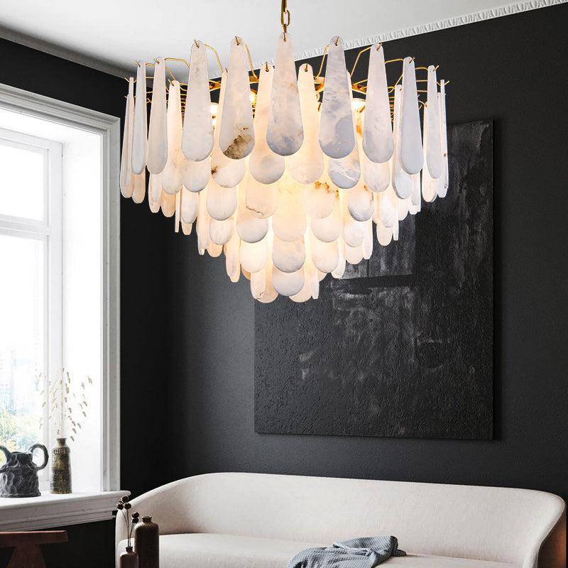Aria Alabaster Feathery Chandelier