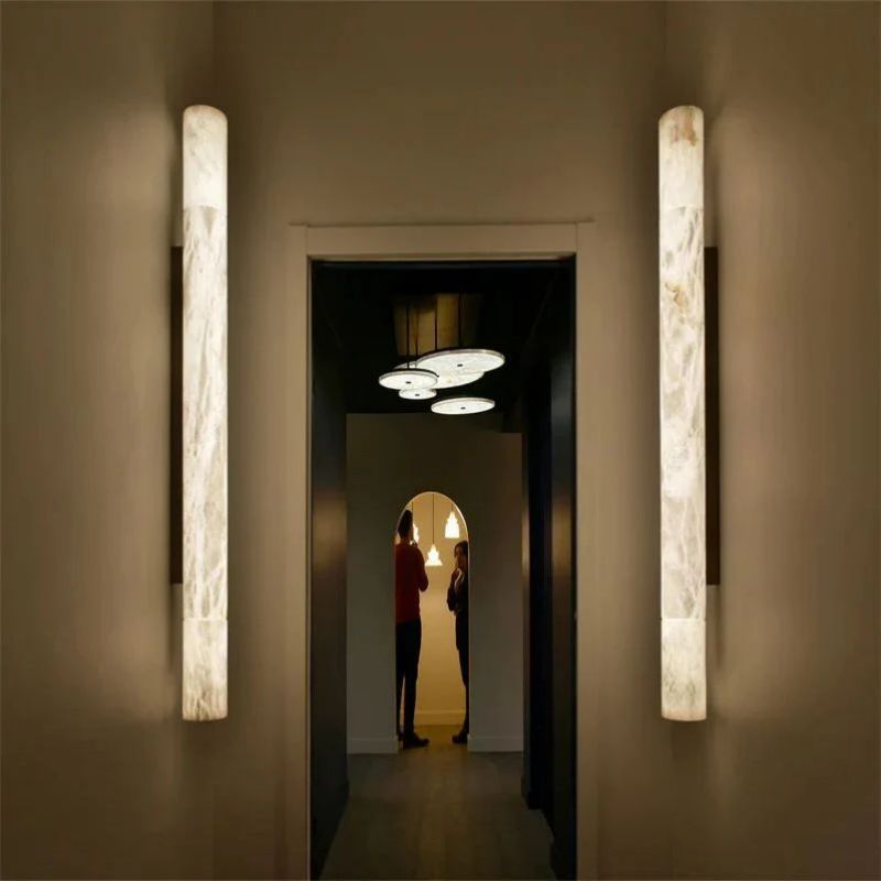 Aria Alabaster Round Tube Wall Sconce