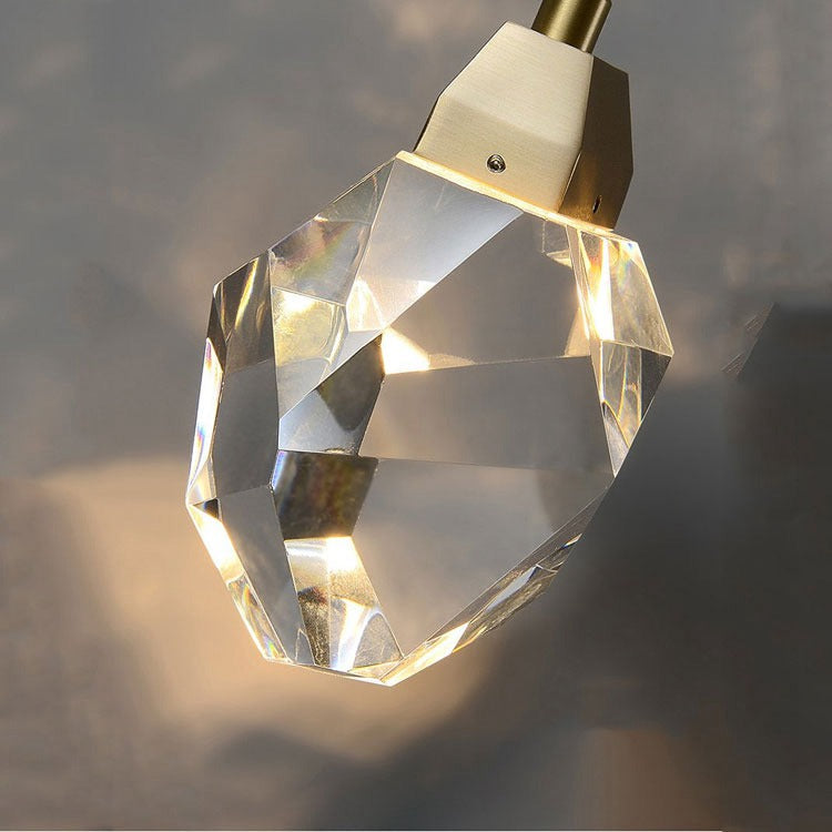 Faceted Crystal Masonry Pendant Light, Brass