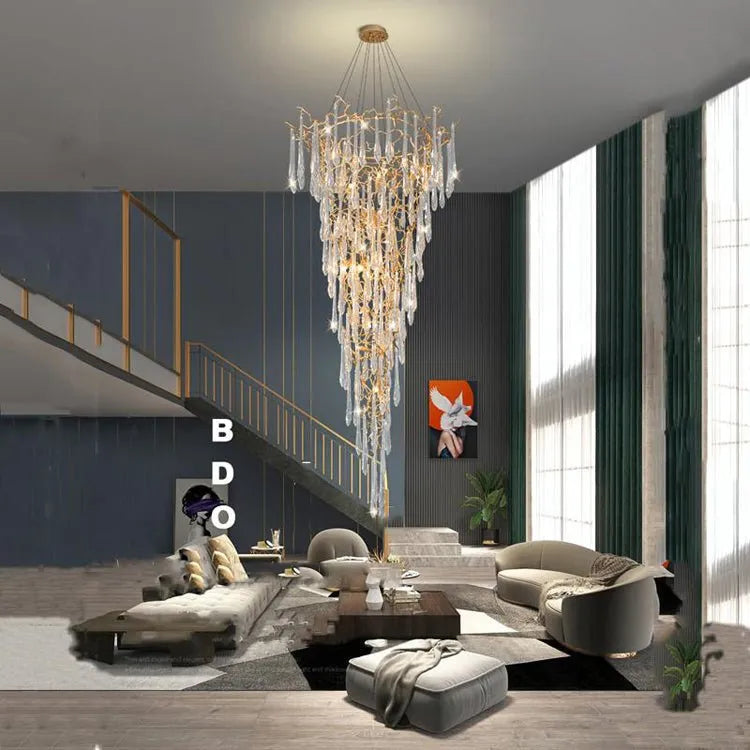 Aria Lake Modern Crystal Round Branch Chandelier Light