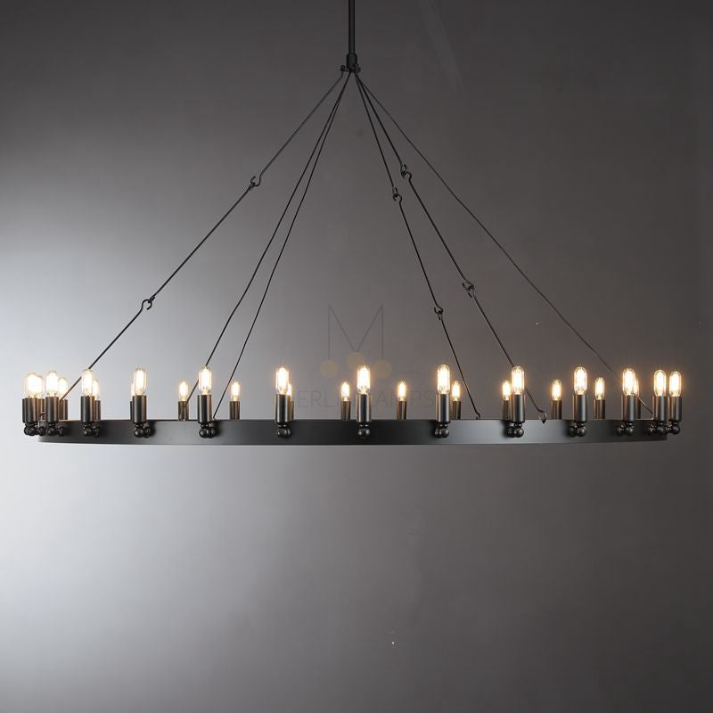 Dania Series Luxury Vintage Filament Round Chandelier, Classic Chandelier Lighting Fixture