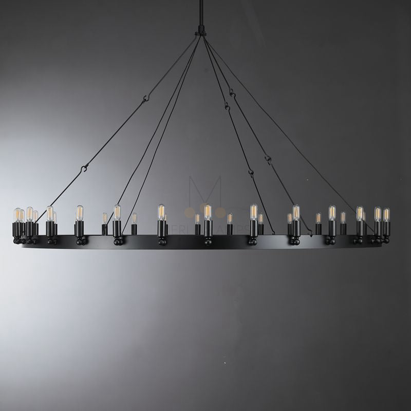 Dania Series Luxury Vintage Filament Round Chandelier, Classic Chandelier Lighting Fixture