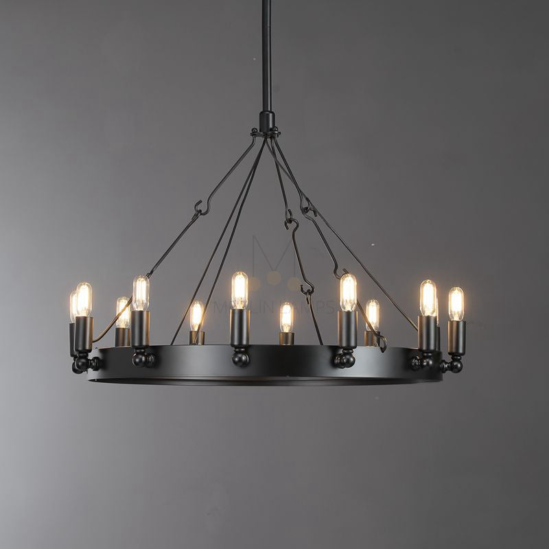 Dania Series Luxury Vintage Filament Round Chandelier, Classic Chandelier Lighting Fixture