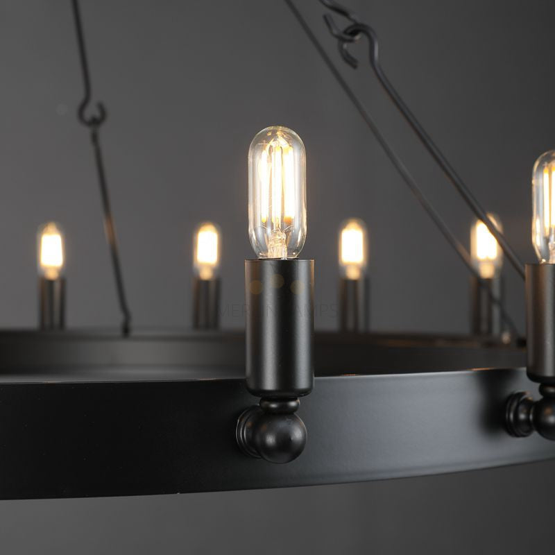 Dania Series Luxury Vintage Filament Round Chandelier, Classic Chandelier Lighting Fixture