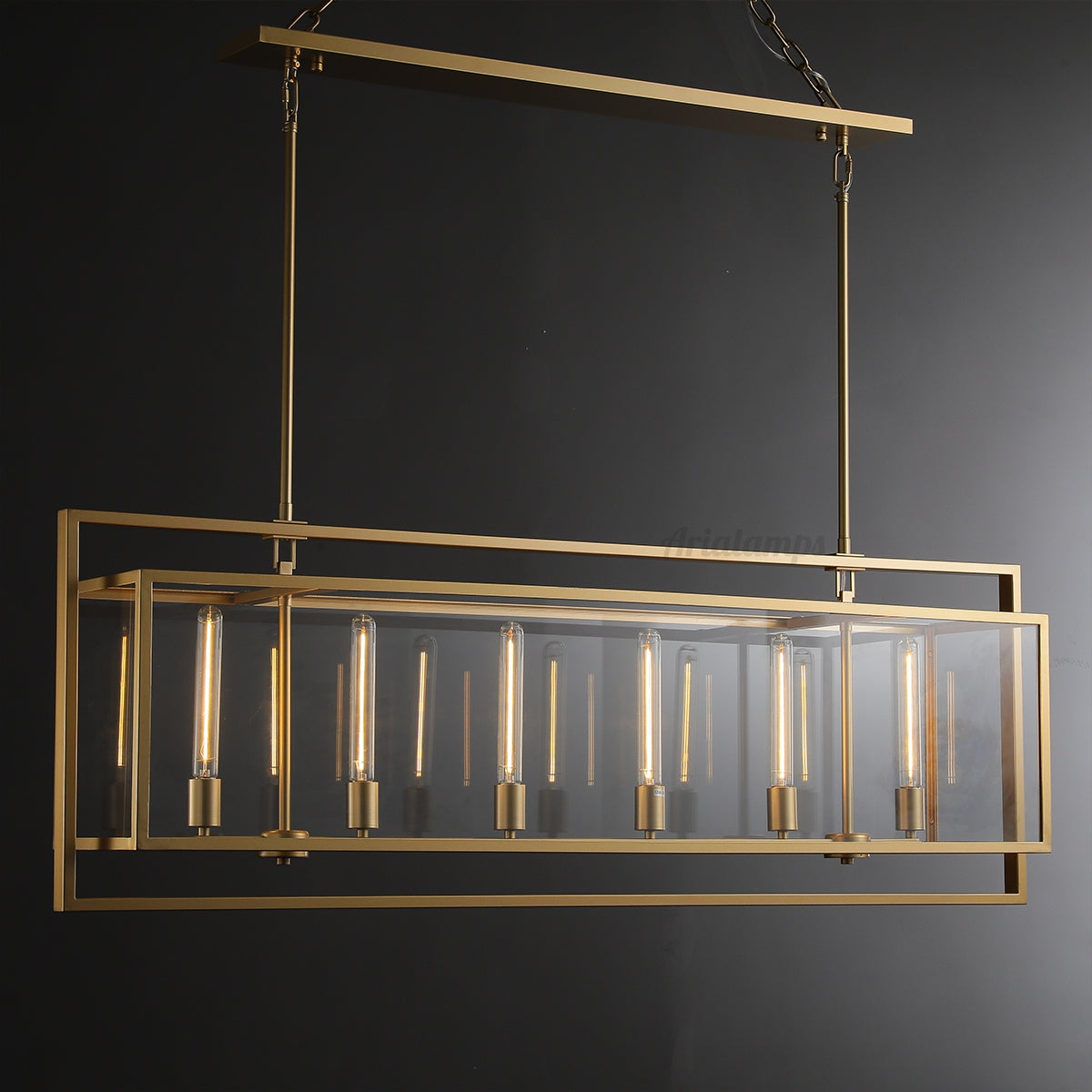 Aria Deckman Glass Lantern Rectangular Chandelier