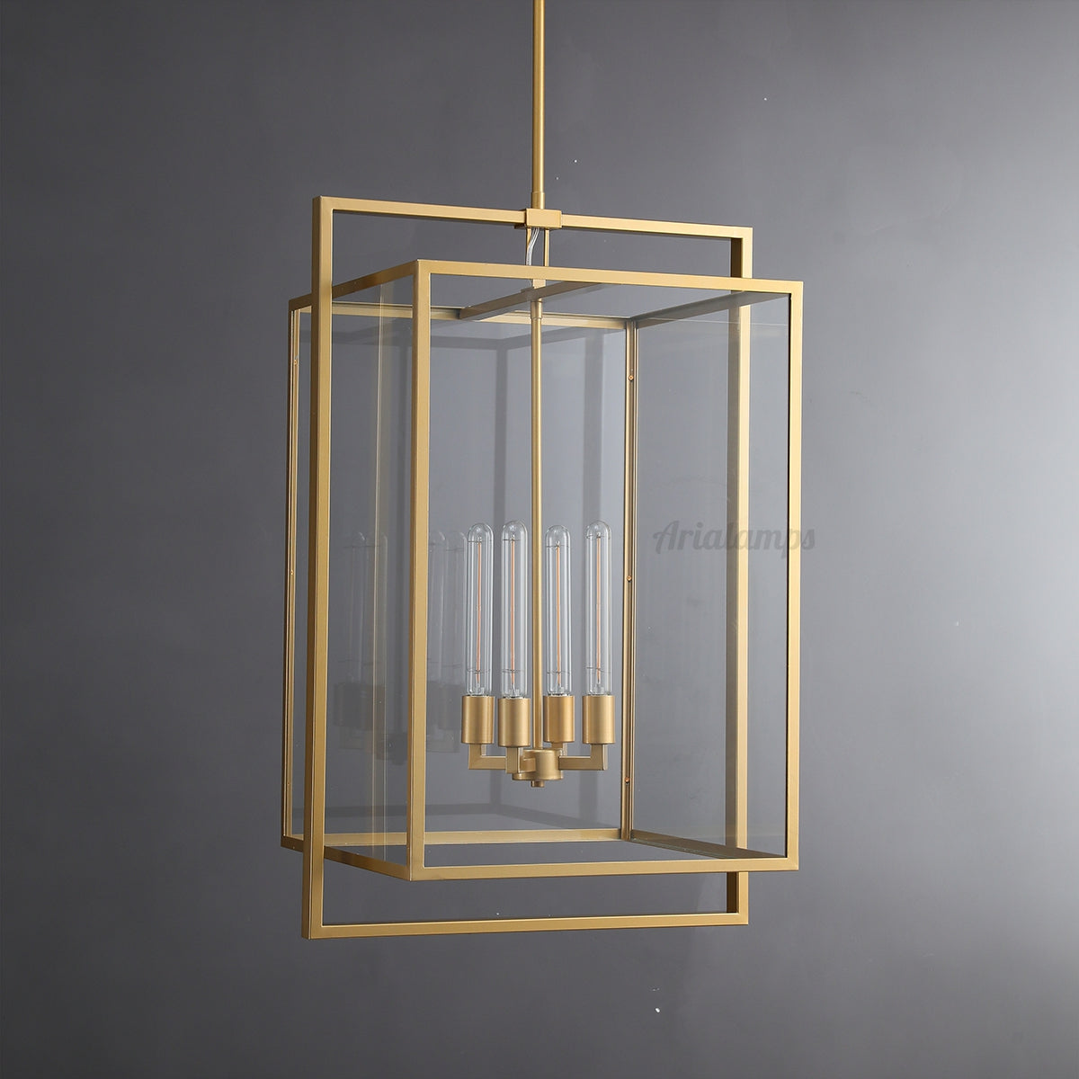 Becker Glass Lantern Modern Pendant Light 26" 34"