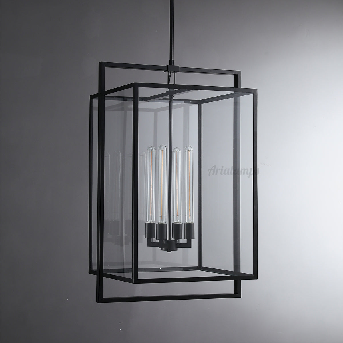 Becker Glass Lantern Modern Pendant Light 26" 34"