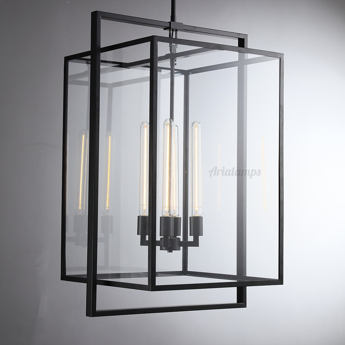 Becker Glass Lantern Modern Pendant Light 26" 34"