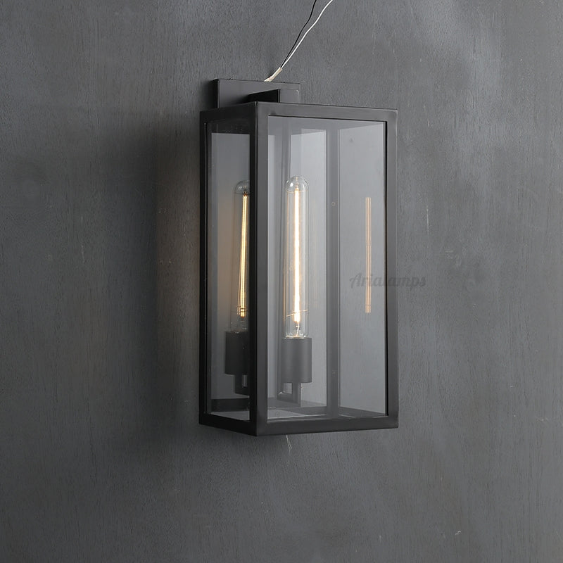 Becker Outdoor Square Lantern Wall Sconce 18"