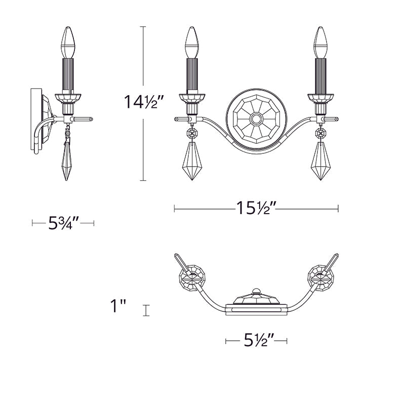 Aria S5602 Tempest 2-lt 16" Wall Sconce