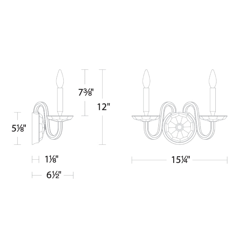 Aria S9215 Habsburg 2-lt 15" Wall Sconce