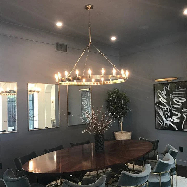 Dania Series Luxury Vintage Filament Round Chandelier, Classic Chandelier Lighting Fixture