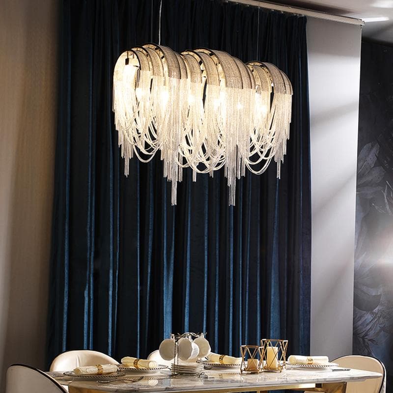 Aria Alana Aluminum Chain Tassel Long Branch Chandelier Light 35"