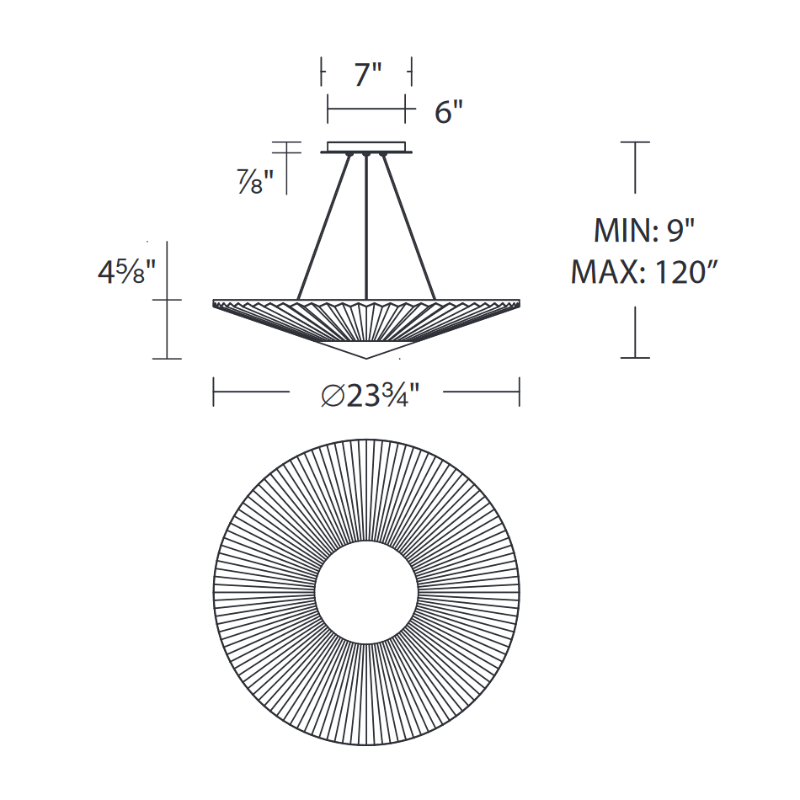 Aria S7224 Origami 1-lt 24" LED Pendant