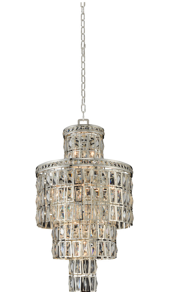 Luxury Round/Oval Multi-Tier Crystal Chandelier in Silver Finish