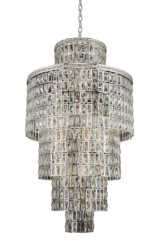Luxury Round/Oval Multi-Tier Crystal Chandelier in Silver Finish