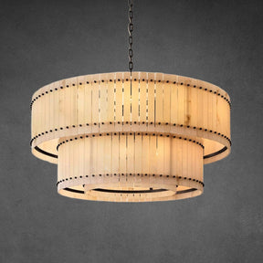 Lux Alabaster Round Tiered Chandelier 60″