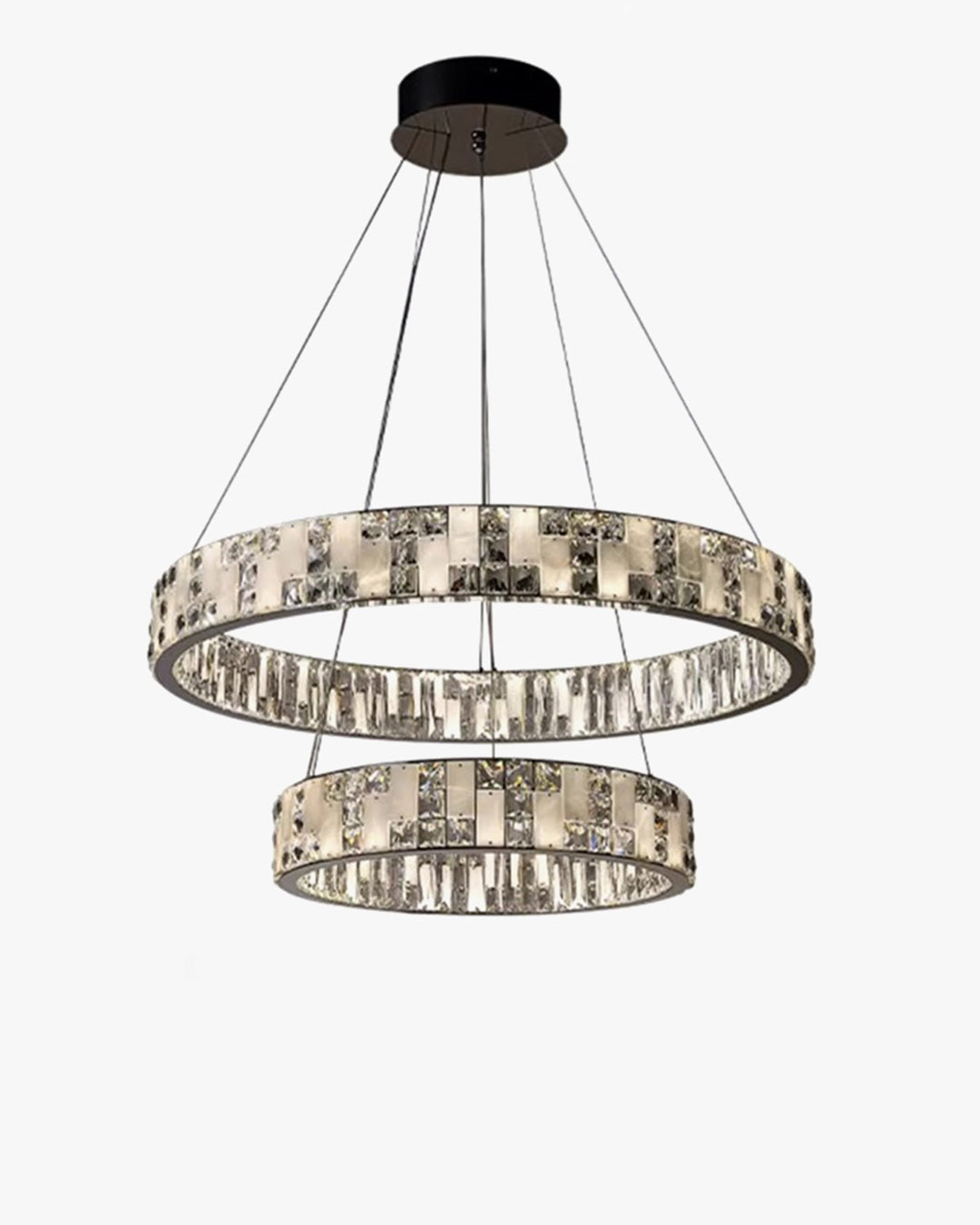 Aria Tiered Round Crystal Alabaster Chandelier