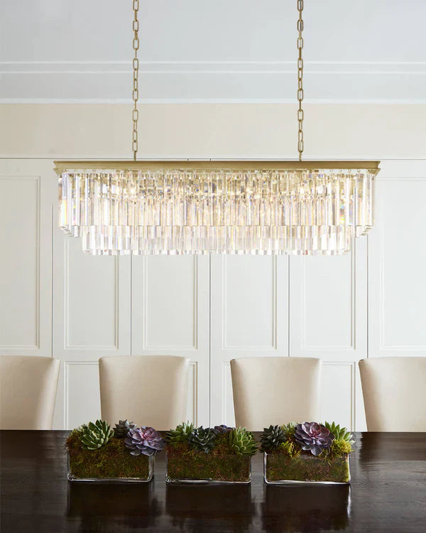 1920s Odaon Art Deco Rectangular Chandelier 40"
