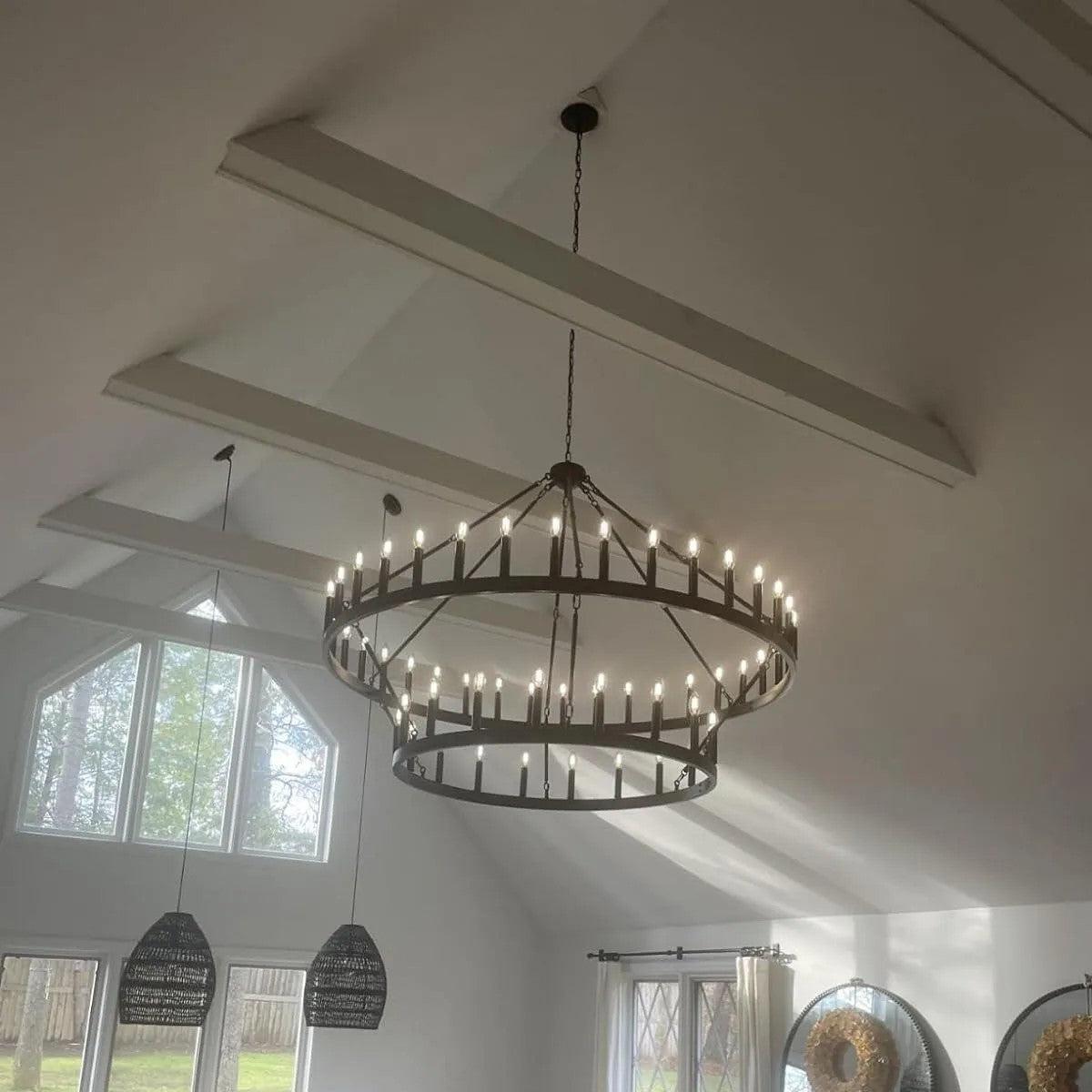 Camina Vintage Filament 2-Tier Round Chandelier 63''