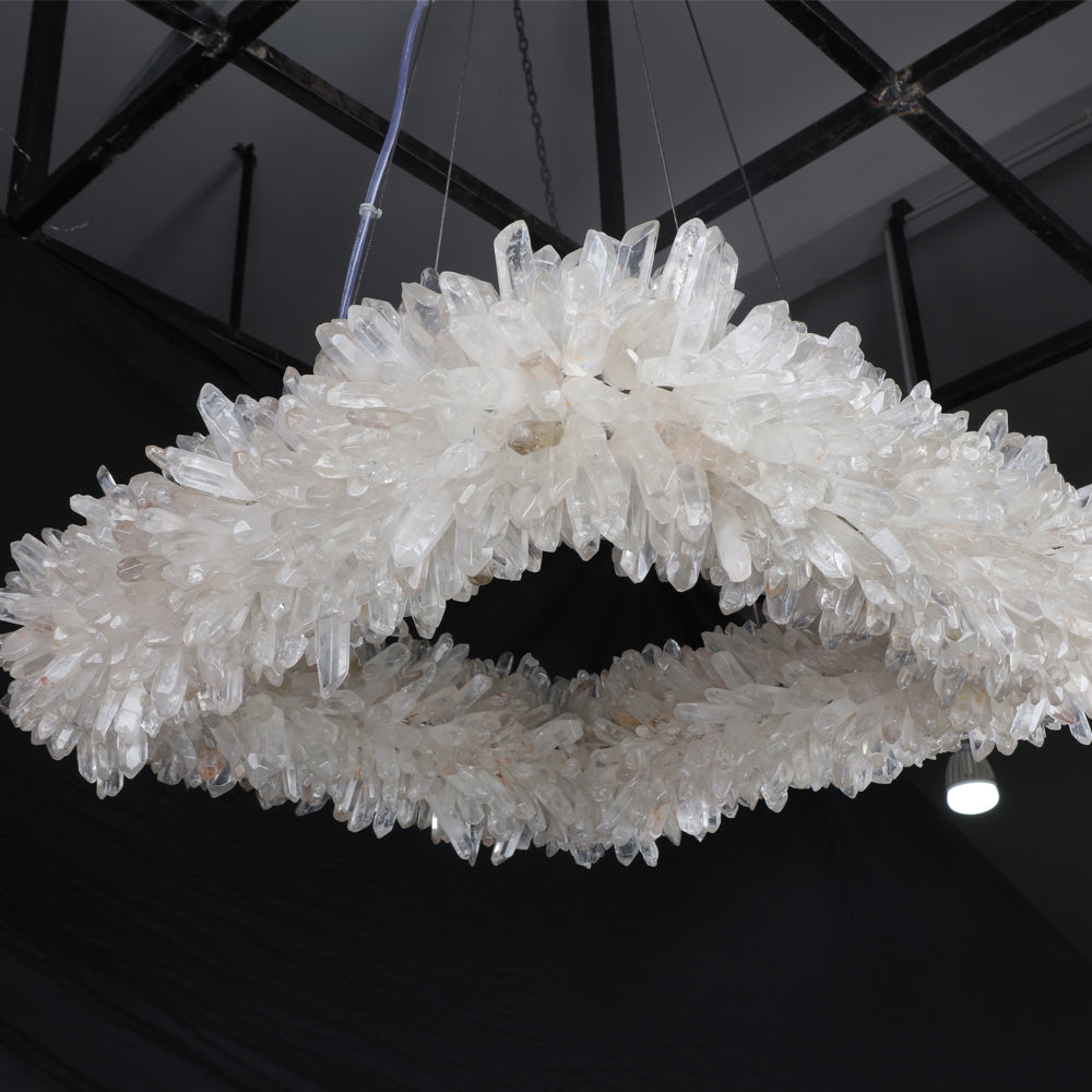 Modern 24'' Square Modern Geode Quartz Crystal Chandelier