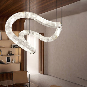 Oslo Infinity Symmetrical Entryway Alabaster Pendant Chandelier