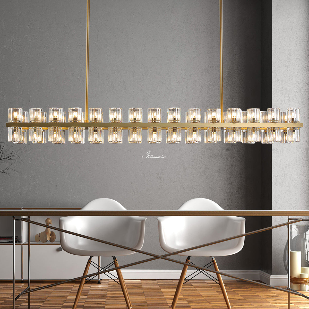 Arcachen Crystal Rectangular Chandelier 54"