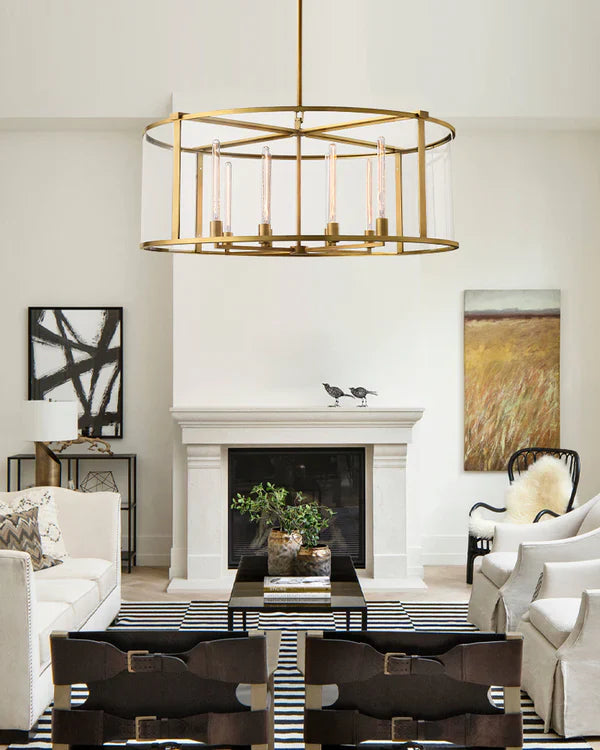 Baker Glass Lantern Modern Round Chandelier 33"44"55"