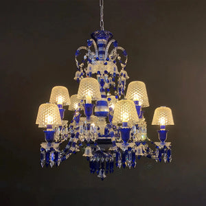 12 Lights Chandelier Blue & Clear Crystal Lighting - Arialamps