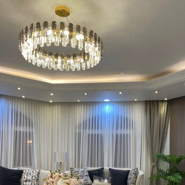 Modern Smoky Gray Crystal Chandelier Gleamy Light Fixture for Living/Dining Room/ Bedroom/ Home Office