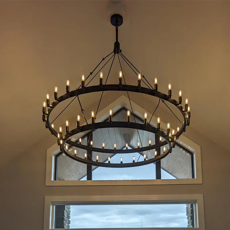 Camina Vintage Filament 2-Tier Round Chandelier 63''
