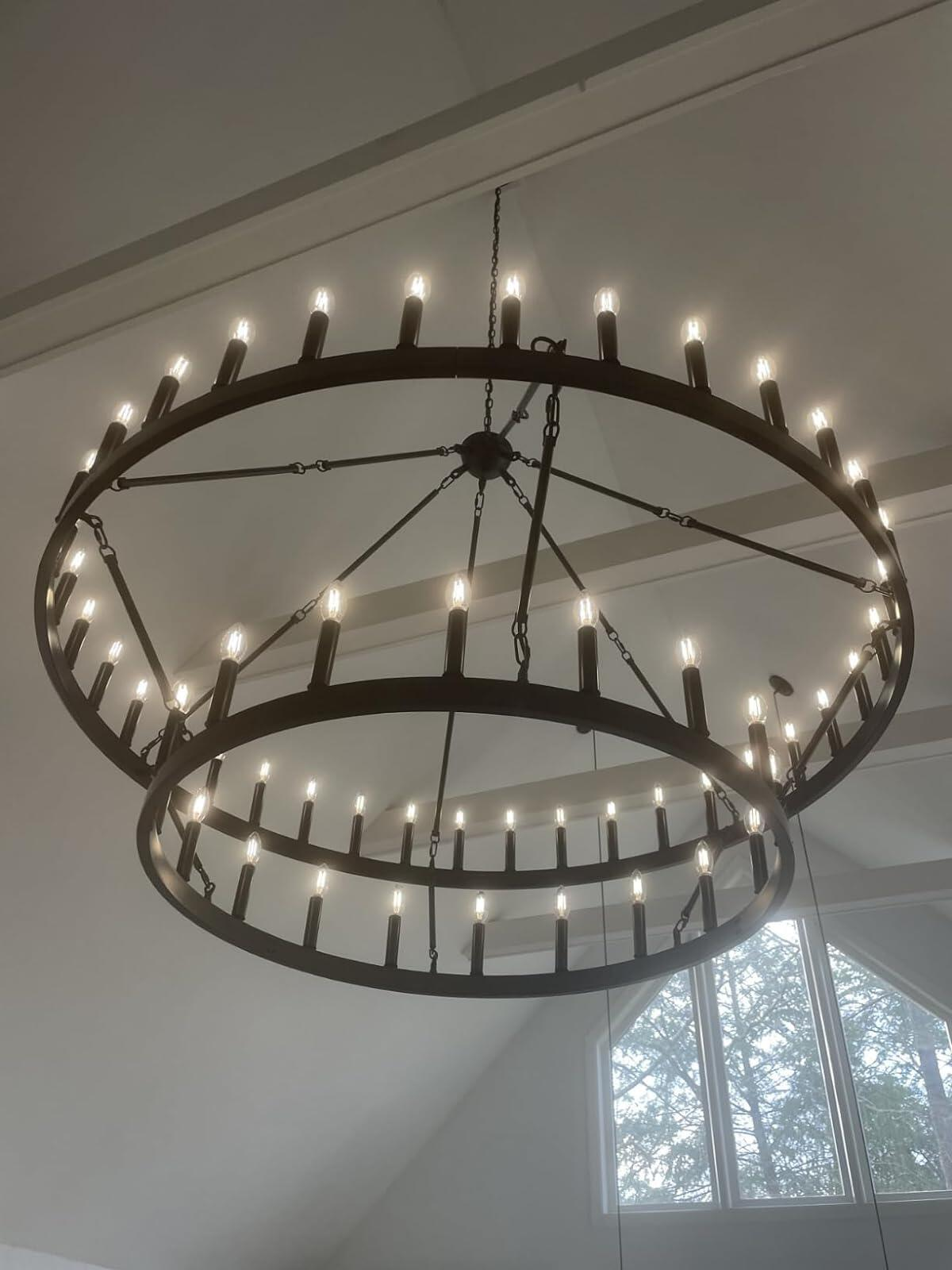 Camina Vintage Filament 2-Tier Round Chandelier 63''