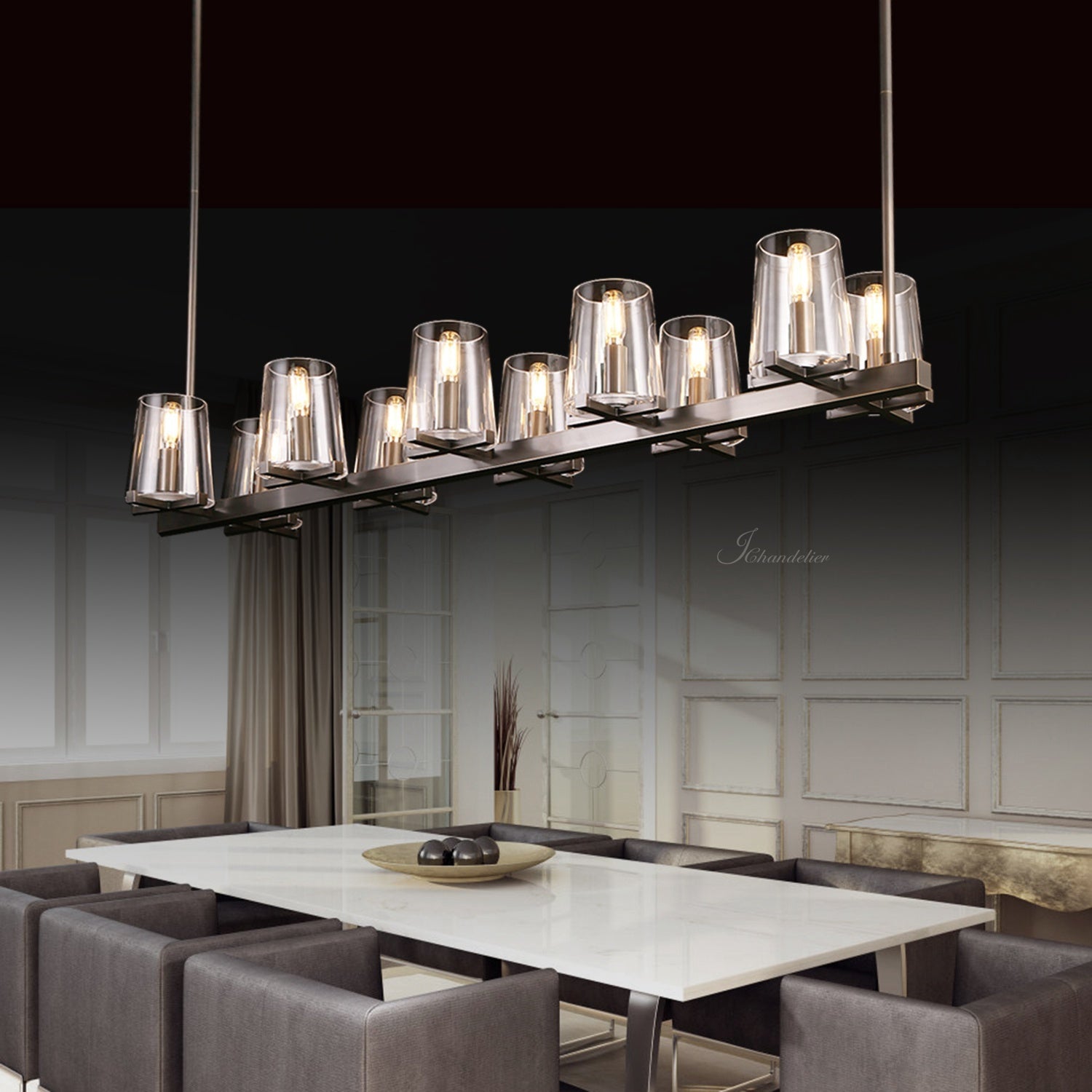Paricia Glass Linear Chandelier 49"60"