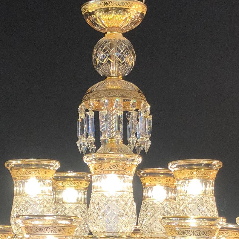 15 Lights Crystal Chandelier Gold & Clear Crystal Lighting - Arialamps