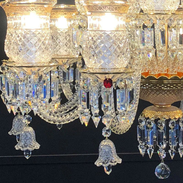 15 Lights Crystal Chandelier Gold & Clear Crystal Lighting - Arialamps